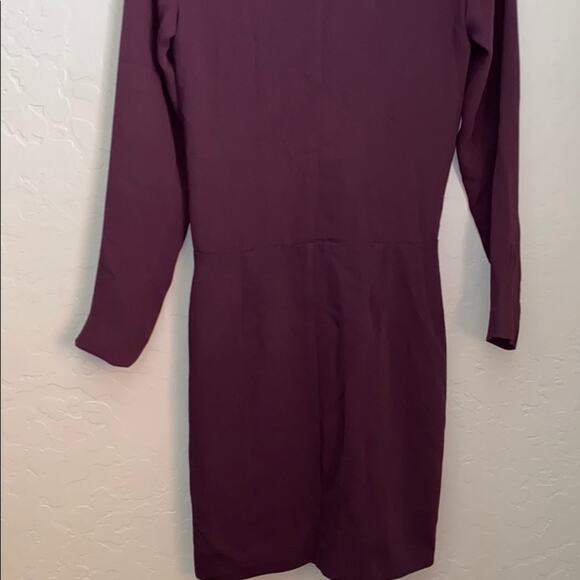 Babaton dark plum color long sleeve wrap dress - Picture 9 of 10